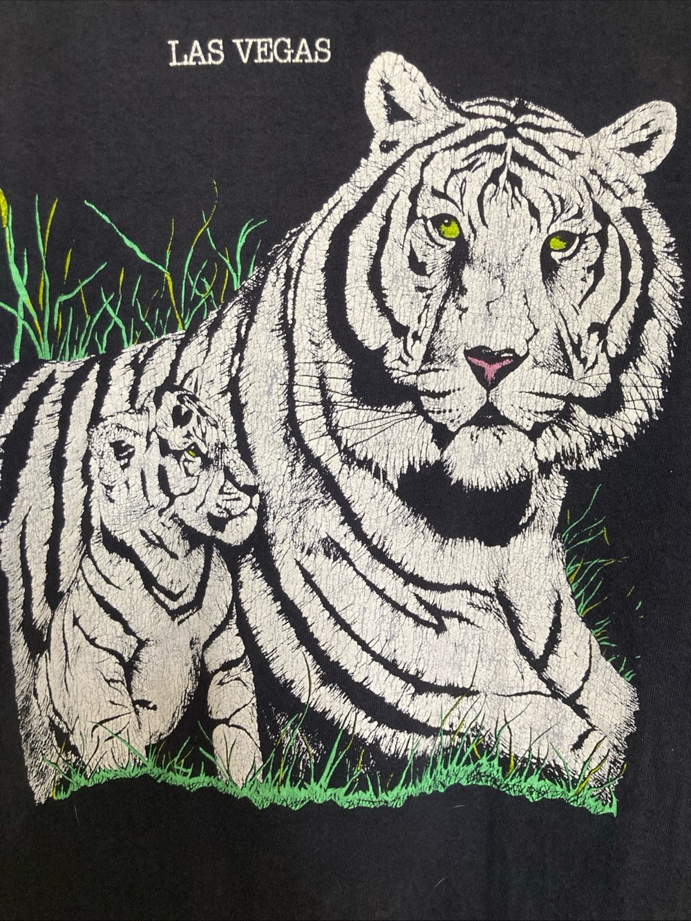 Vintage 90's Las Vegas Black T Shirt White Tiger Single Stitch Sz M - Picture 4 of 5